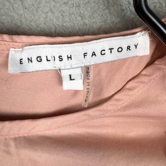 English Factory Women's Lace Inserted Mini Dress Blush Size L Feminine Flirty - Picture 8 of 9